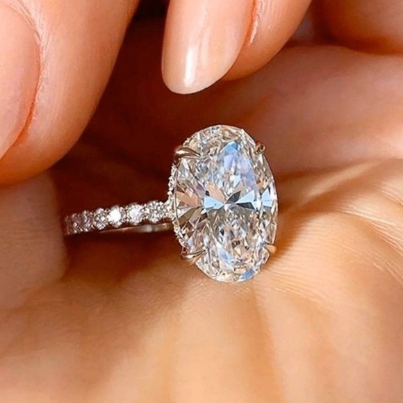NEW 5ct Oval Cut Diamond 925 Sterling Silver Ring - Picture 4 of 4